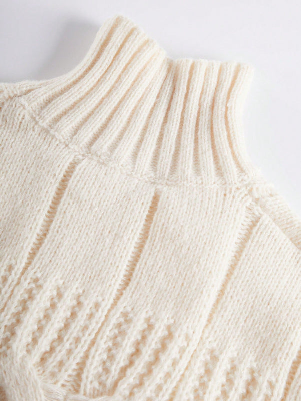 EZwear Sueter De Color Liso Con Cuello Alto Para Mujer