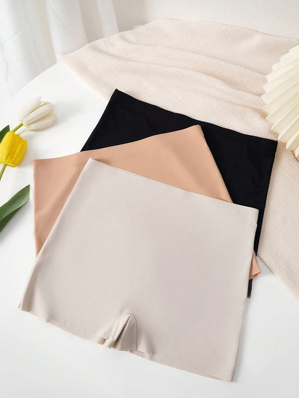 Conjunto De 3 Piezas De Pantalones Cortos De Seguridad Solidos Para Mujer