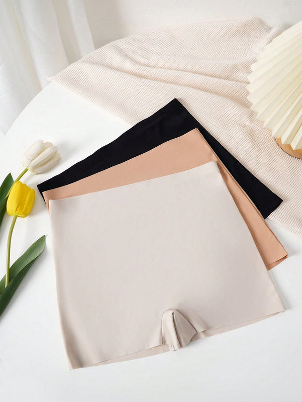 Conjunto De 3 Piezas De Pantalones Cortos De Seguridad Solidos Para Mujer