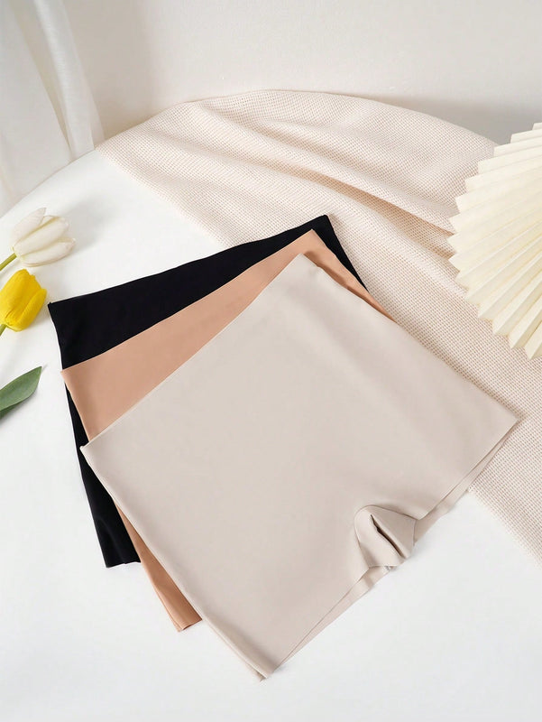 Conjunto De 3 Piezas De Pantalones Cortos De Seguridad Solidos Para Mujer