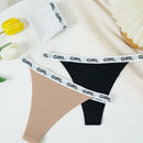 Ropa Interior De Tanga Con Correa Con Estampado De Letras De 3 Piezas Para Mujer