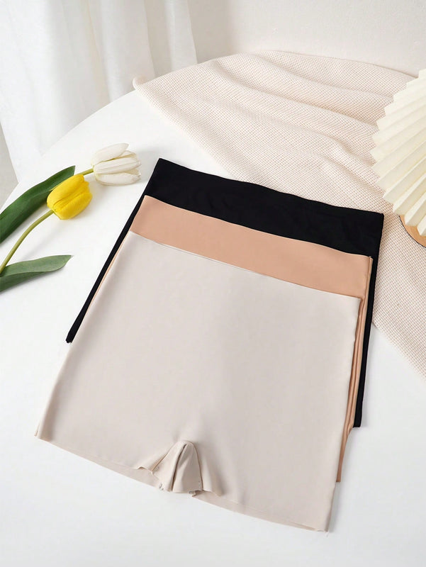 Conjunto De 3 Piezas De Pantalones Cortos De Seguridad Solidos Para Mujer