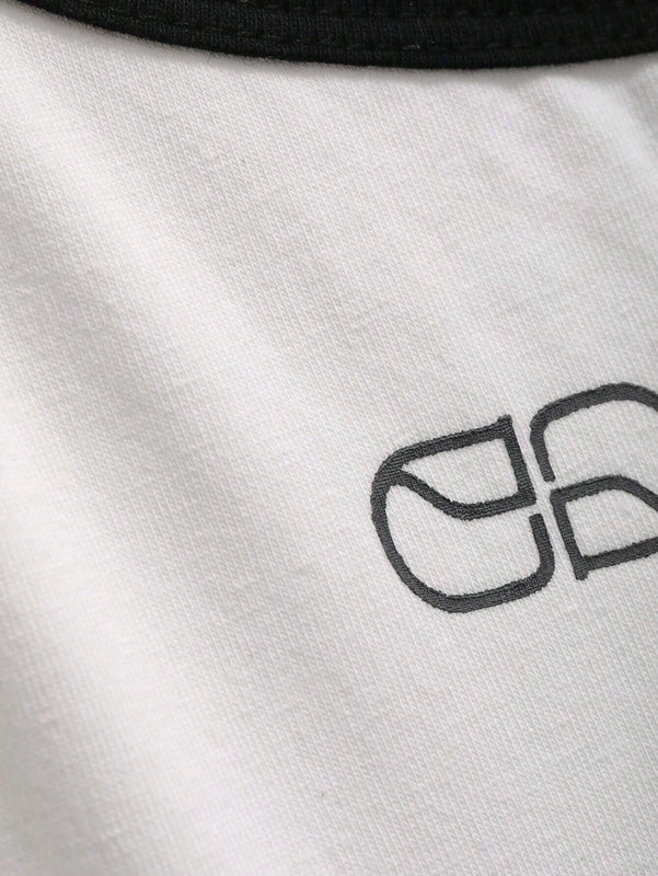 Camiseta De Mujer Con Hombro Irregular Y Borde Colisionado