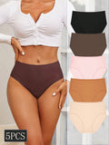 Finetoo set de 5 calzoncillos de mujer de unicolor, comodos y sin costuras