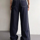 DAZY Pantalones Jeans De Pierna Ancha De Patchwork Con Abertura Lateral Y Bolsillo Diagonal