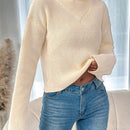 LUNE Jersey De Mujer Cuello Alto De Hombro Caido Color Solido