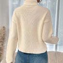 LUNE Jersey De Mujer Cuello Alto De Hombro Caido Color Solido
