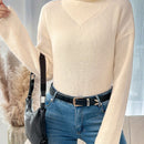 LUNE Jersey De Mujer Cuello Alto De Hombro Caido Color Solido