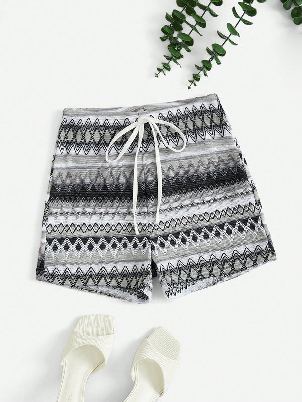WYWH Pantalones Cortos De Punto Con Estampado Geometrico Para Mujer