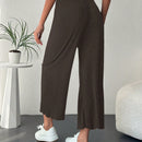 Pantalones de pierna ancha con cordon delantero tejido de canale