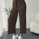Pantalones de pierna ancha con cordon delantero tejido de canale