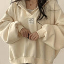 Ezwear sudadera con capucha de manga larga informal con estampado de letra, hombros caidos y cordon, para otono