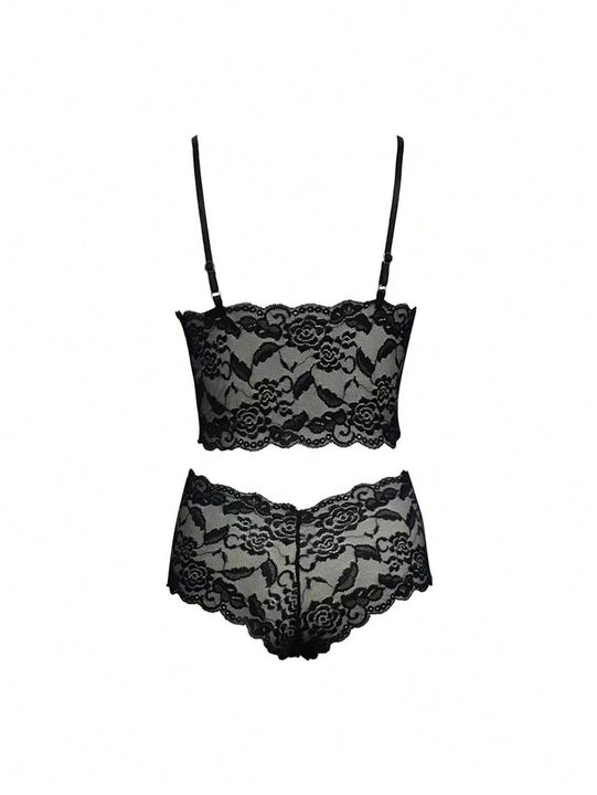 Conjunto de lenceria sexy para mujer con bralette y ropa interior de encaje