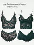 Conjunto de lenceria sexy para mujer con bralette y ropa interior de encaje