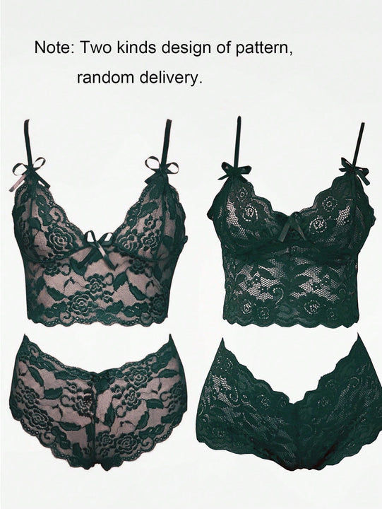 Conjunto de lenceria sexy para mujer con bralette y ropa interior de encaje