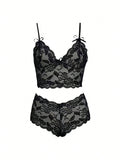 Conjunto de lenceria sexy para mujer con bralette y ropa interior de encaje