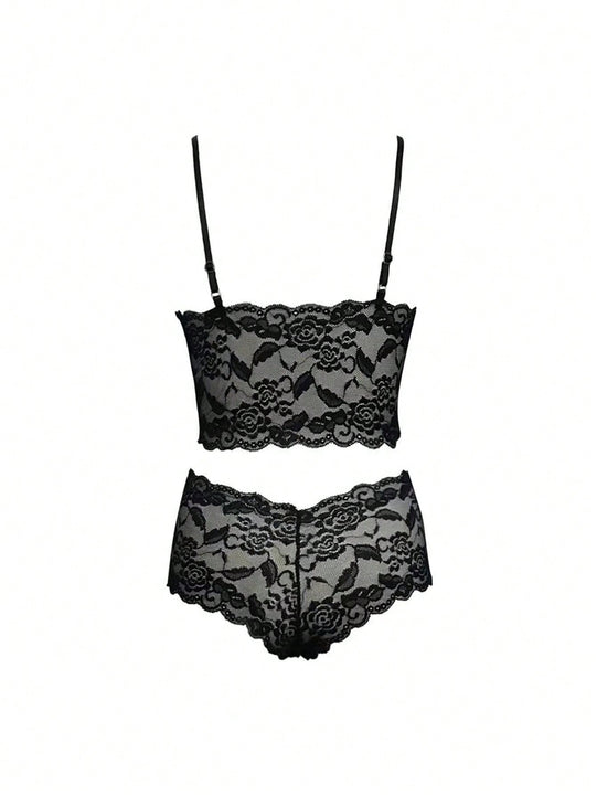 Conjunto de lenceria sexy para mujer con bralette y ropa interior de encaje