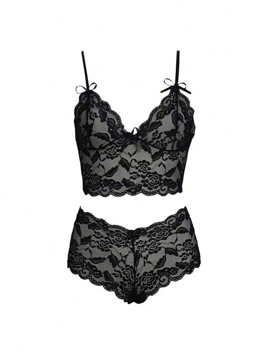 Conjunto de lenceria sexy para mujer con bralette y ropa interior de encaje