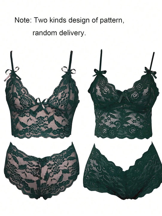 Conjunto De Lenceria Sexy Con Camisola De Encaje Para Mujer