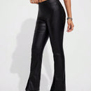 EZwear Pantalones con diseno de PU y dobladillo con abertura