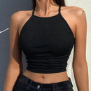 DAZY Top Halter De Color Liso