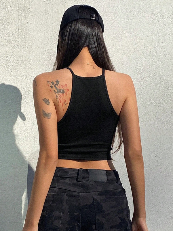 DAZY Top Halter De Color Liso