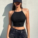DAZY Top Halter De Color Liso