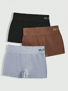 ROMWE Boxers Comodos De Color Solido Para Mujer, Paquete De 3 Piezas