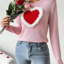 Frenchy Sueter De Cuello Redondo Para Mujer Con Diseno De Corazon