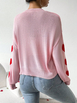 Frenchy Top Tipo Sueter Con Hombros Caidos Y Estampado De Corazones