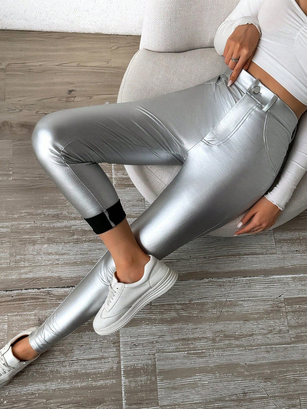 Pantalones/polainas De Talle Alto Y Corte Ajustado