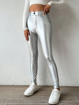 Pantalones/polainas De Talle Alto Y Corte Ajustado