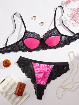 Conjunto De Lenceria Para Mujer Con Encaje De Parches (edicion Del Dia De San Valentin)