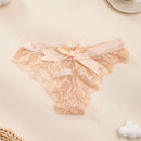 Panties sexy T-Back de mujer con Encaje triangulo y lazo en la parte delantera, transpirable sin huellas