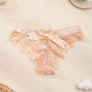 Panties sexy T-Back de mujer con Encaje triangulo y lazo en la parte delantera, transpirable sin huellas
