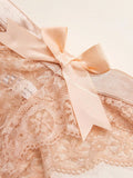 Panties sexy T-Back de mujer con Encaje triangulo y lazo en la parte delantera, transpirable sin huellas