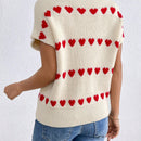 Frenchy Chaleco De Sueter Con Cuello Levantado Y Patron De Amor Para Mujer A La Moda