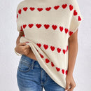 Frenchy Chaleco De Sueter Con Cuello Levantado Y Patron De Amor Para Mujer A La Moda