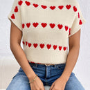 Frenchy Chaleco De Sueter Con Cuello Levantado Y Patron De Amor Para Mujer A La Moda