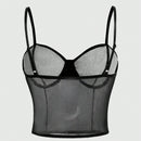 ROMWE Goth Sujetador Tipo Cami Con Aro Y Estampado De Luna, Sol Y Estrellas Para Mujer Hecho De Terciopelo