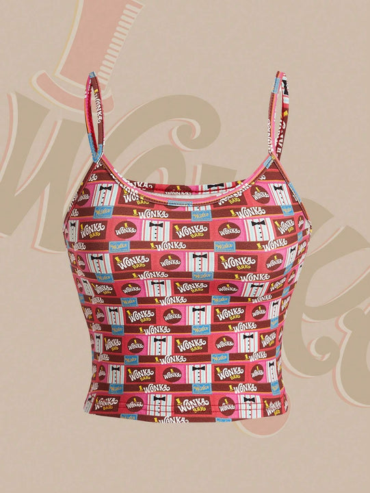 Willy Wonka and the Chocolate Factory  ROMWE Top De Camisola Estampada Completa