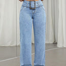 ICON Jeans Rectos Con Cinturon Y Hebilla