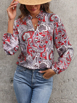 LUNE Camisa Con Cuello De Muesca Y Estampado De Cachemira