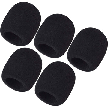 5 piezas de fundas de micrófono de espuma espesada - Ventiladores de micrófono de mano desechables y superficies de esponja, reducción de ruido para transmisión en vivo, podcasting, grabación de voz, accesorios de micrófono, esenciales para podcasting, f