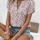 LUNE Blusa De Manga Corta Con Estampado Floral Para Mujer
