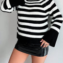 Essnce Sueter De Manga Raglan Con Cuello Alto A Rayas