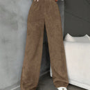 Pantalones largos de peluche de color solido para mujer