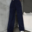 Pantalones largos de peluche de color solido para mujer