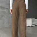 Pantalones largos de peluche de color solido para mujer