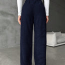 Pantalones largos de peluche de color solido para mujer